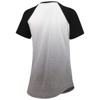 Women's Touch White/Black Kevin Harvick Shortstop Ombre Raglan V-Neck T-Shirt