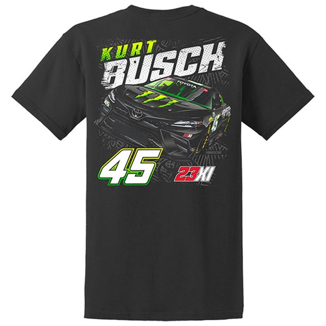 T-shirt 23XI Racing pour homme noir Kurt Busch Monster Car à 2 points