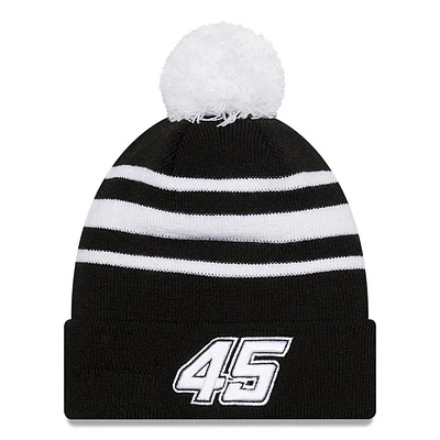 Men's New Era Black/White Kurt Busch Knit Pom Cuff Beanie