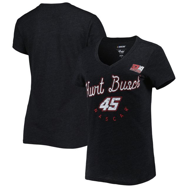 T-shirt Kurt Busch Bump & Run G-III 4Her by Carl Banks pour femme avec col en V noir