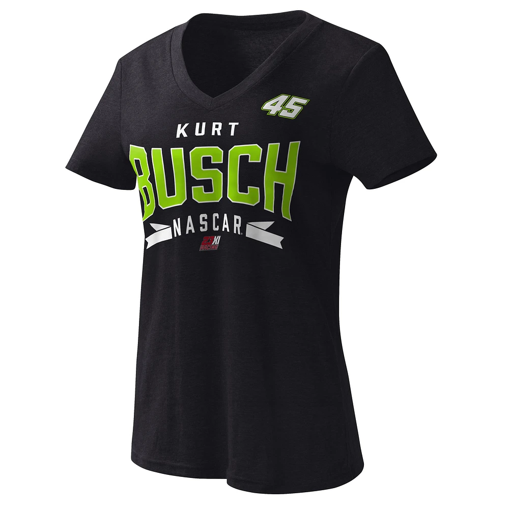 T-shirt noir à encolure en V Kurt Busch Dream Team G-III 4Her by Carl Banks pour femmes