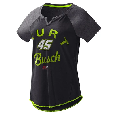 Women's G-III 4Her by Carl Banks Black Kurt Busch Grand Slam Tri-Blend Notch V-Neck T-Shirt