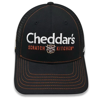 Casquette réglable pour homme à motif drapeau à damier noir Kyle Busch Cheddar's Trucker