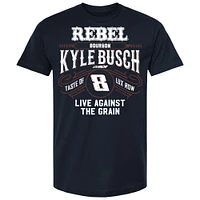 T-shirt à damier pour homme Kyle Busch Rebel Bourbon Live Against The Grain bleu marine