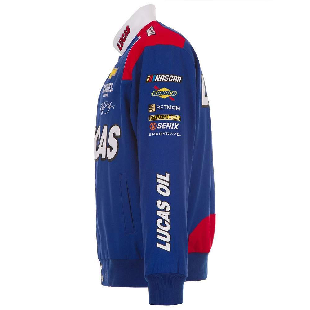 Men's JH Design Royal Kyle Busch Lucas Oil Full-Snap Twill Uniform Jacket