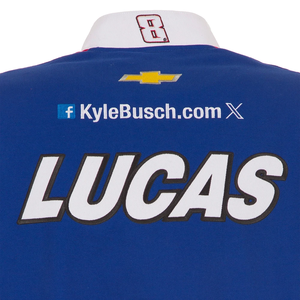 Men's JH Design Royal Kyle Busch Lucas Oil Full-Snap Twill Uniform Jacket