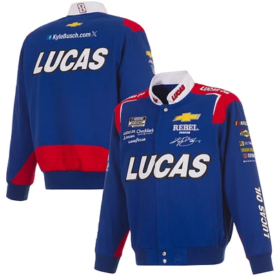 Men's JH Design Royal Kyle Busch Lucas Oil Full-Snap Twill Uniform Jacket