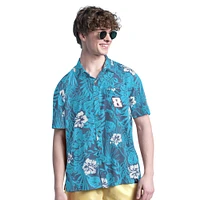 Men's Margaritaville Kyle Busch Blue Palm Shade Full-Button Shirt