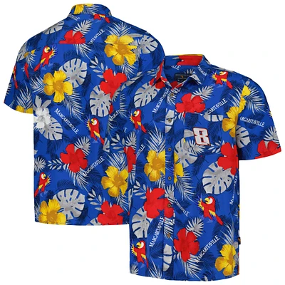 Men's Margaritaville Royal Kyle Busch Island Life Floral Party Full-Button Shirt