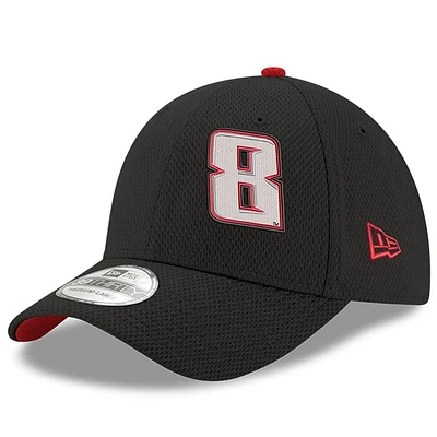 Men's New Era Black Kyle Busch 39THIRTY Panel Flex Fit Hat