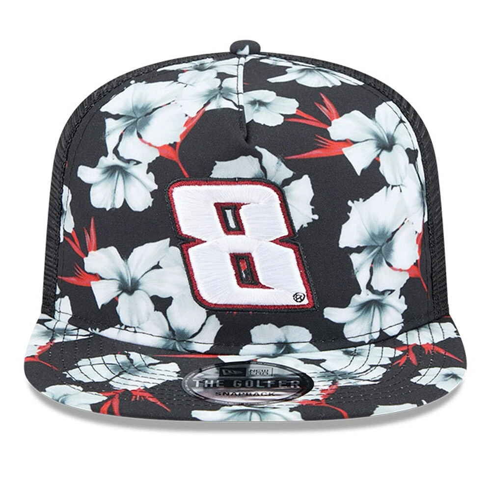 Men's New Era Black Kyle Busch  Adventure Pattern Golfer Adjustable Hat