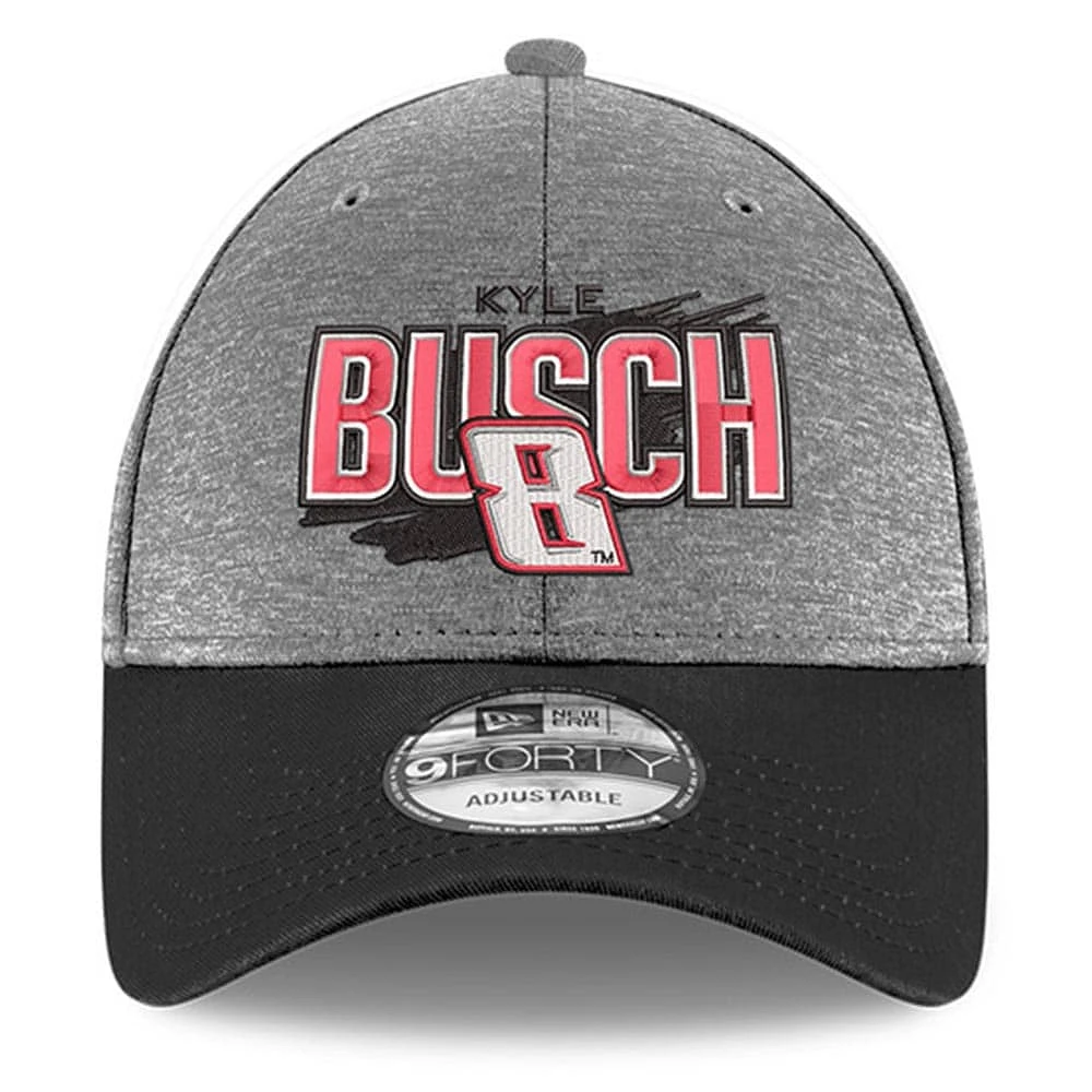 Casquette réglable New Era Kyle Busch 9FORTY Splash pour homme, gris/noir