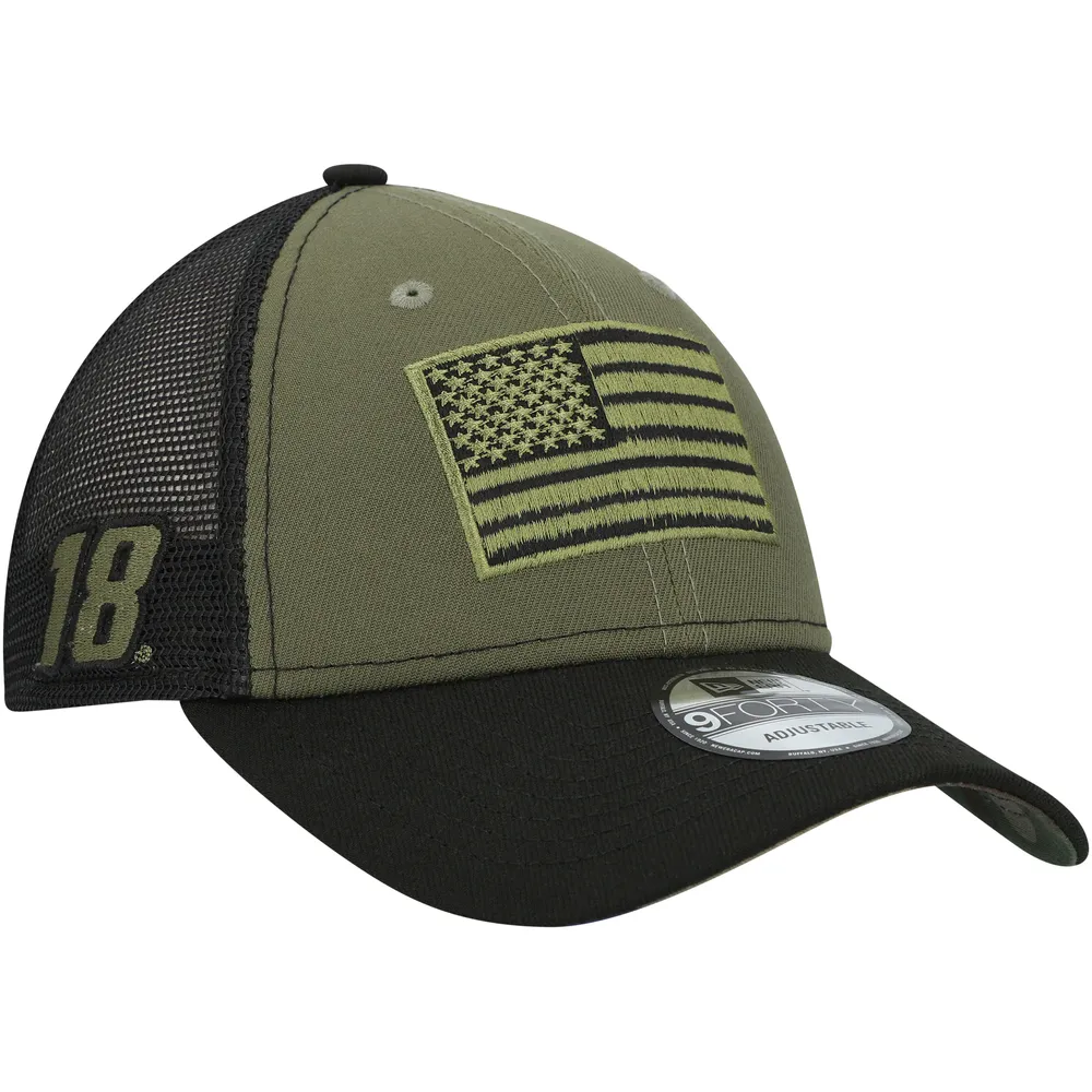 Lids Kyle Busch New Era Military Appreciation 9FORTY Adjustable Trucker Hat  - Olive/Black