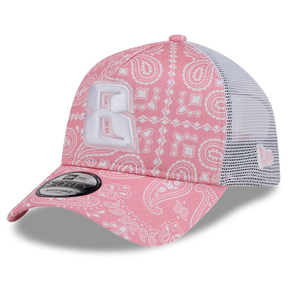 Casquette réglable Kyle Busch 9FORTY A-Frame Trucker Paisley rose New Era pour hommes