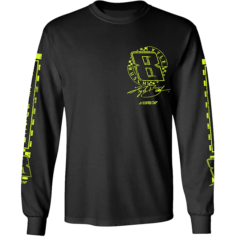 T-shirt noir à manches longues pour hommes de la collection Richard Childress Racing Team Kyle Busch Lifestyle