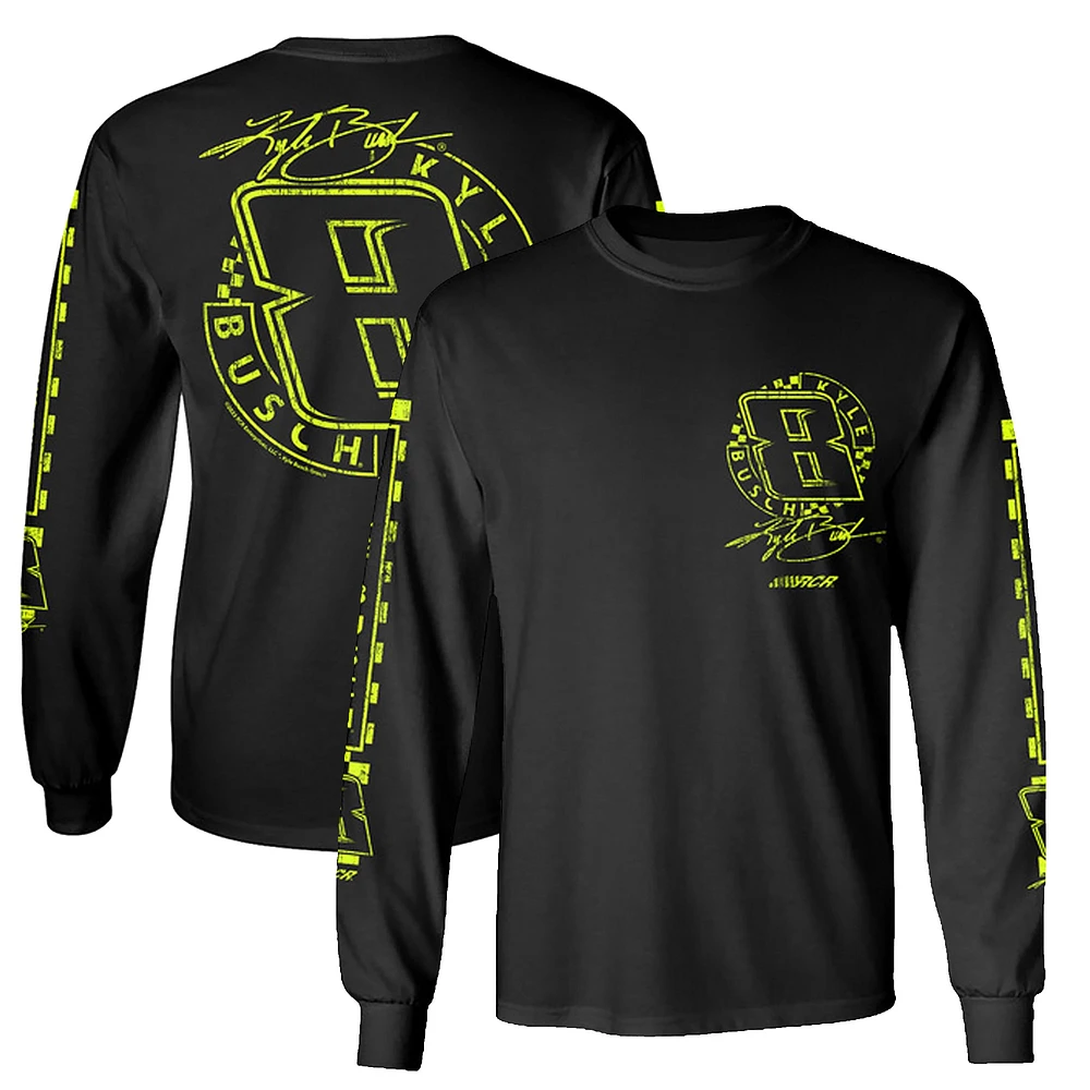 T-shirt noir à manches longues pour hommes de la collection Richard Childress Racing Team Kyle Busch Lifestyle