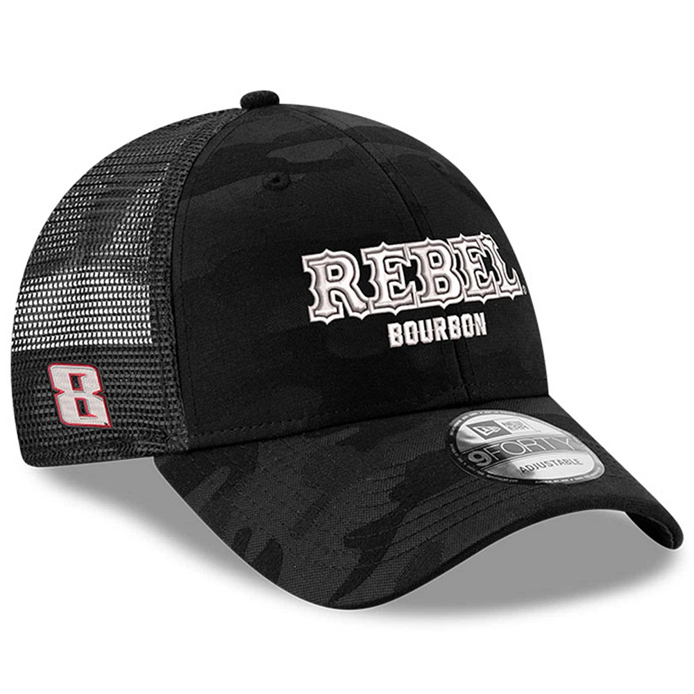 Men's Richard Childress Racing Team Collection  Black Kyle Busch Rebel Bourbon 9FORTY Trucker Adjustable Hat