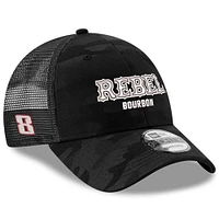 Men's Richard Childress Racing Team Collection  Black Kyle Busch Rebel Bourbon 9FORTY Trucker Adjustable Hat