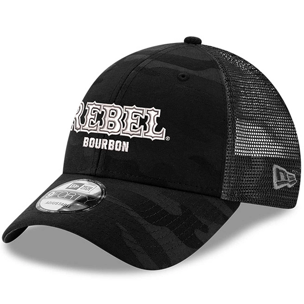 Men's Richard Childress Racing Team Collection  Black Kyle Busch Rebel Bourbon 9FORTY Trucker Adjustable Hat