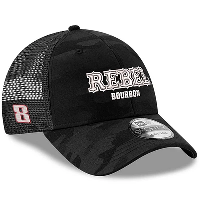 Men's Richard Childress Racing Team Collection  Black Kyle Busch Rebel Bourbon 9FORTY Trucker Adjustable Hat