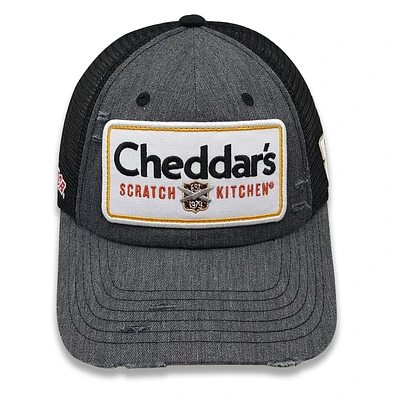 Collection Richard Childress Racing Team pour hommes Gris/Noir Kyle Busch Cheddar's Retro Patch Casquette ajustable