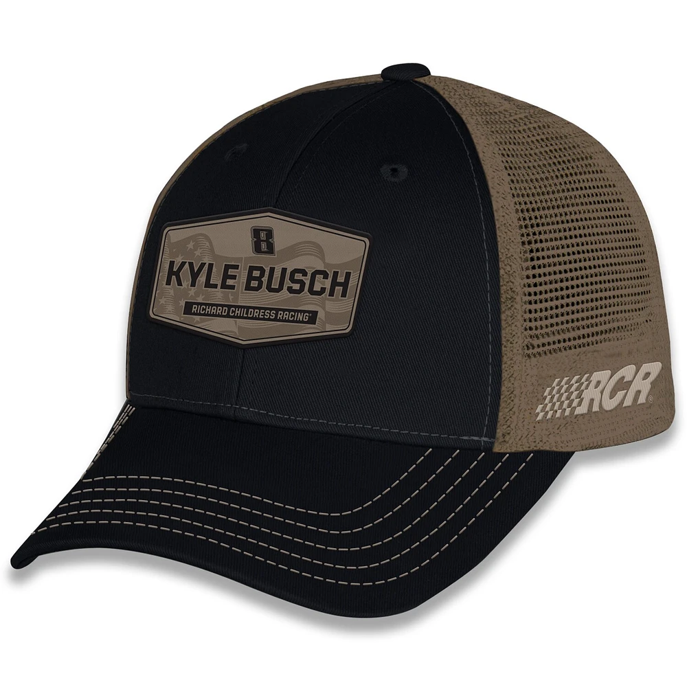 Unisex Checkered Flag Sports Black Kyle Busch  Flag Trucker Adjustable Hat