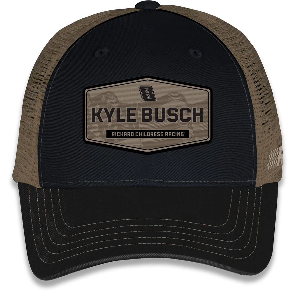 Unisex Checkered Flag Sports Black Kyle Busch  Flag Trucker Adjustable Hat