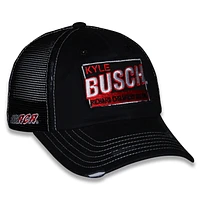 Unisex Checkered Flag Sports Black Kyle Busch  Vintage Patch Trucker Adjustable Hat