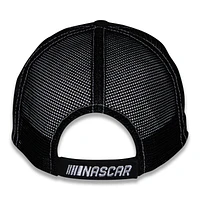 Unisex Checkered Flag Sports Black Kyle Busch  Vintage Patch Trucker Adjustable Hat