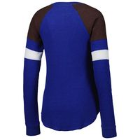 Women's G-III 4Her by Carl Banks Royal Kyle Busch Action Tri-Blend Thermal Raglan Long Sleeve T-Shirt