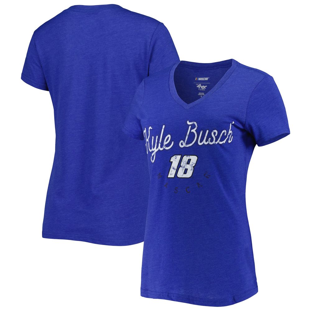 Women's G-III 4Her by Carl Banks Royal Kyle Busch Bump & Run V-Neck T-Shirt