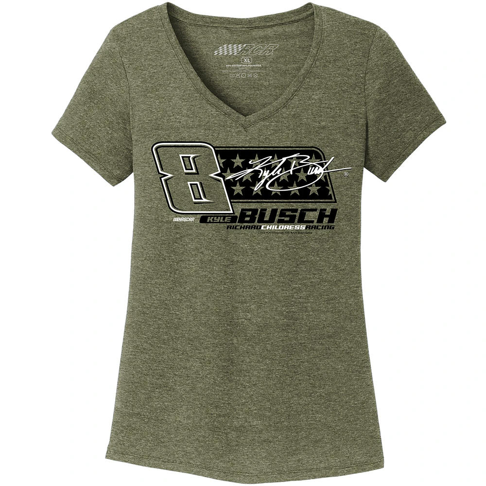 Women's Richard Childress Racing Team Collection Green Kyle Busch Tri-Blend V-Neck T-Shirt