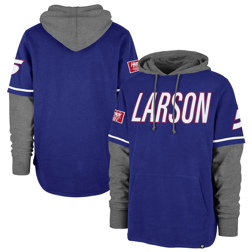 Men's '47  Royal Kyle Larson Trifecta Shortstop Pullover Hoodie