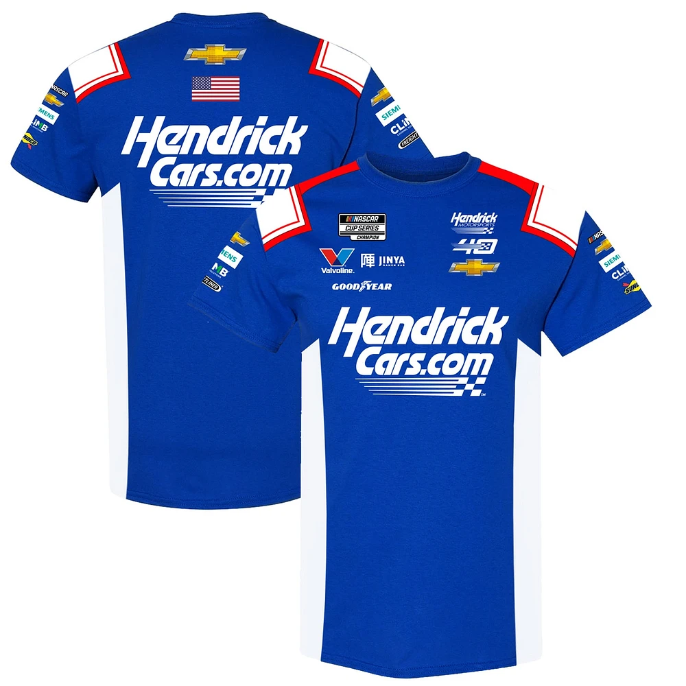 Hendrick Motorsports Team Collection pour hommes Bleu/Blanc Kyle Larson HendrickCars.com T-shirt uniforme