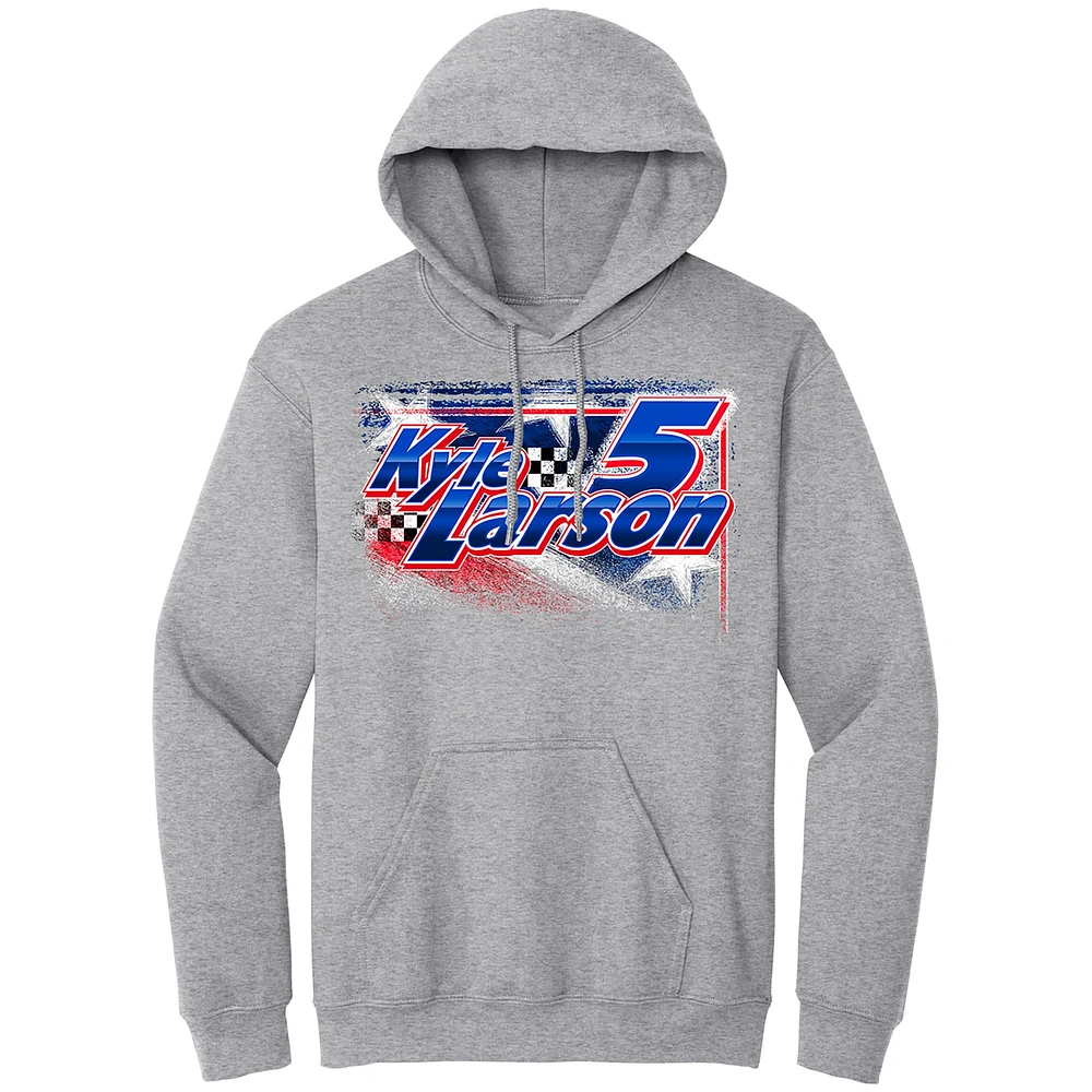 Men's Hendrick Motorsports Team Collection Heather Gray Kyle Larson HendrickCars.com Pullover Hoodie