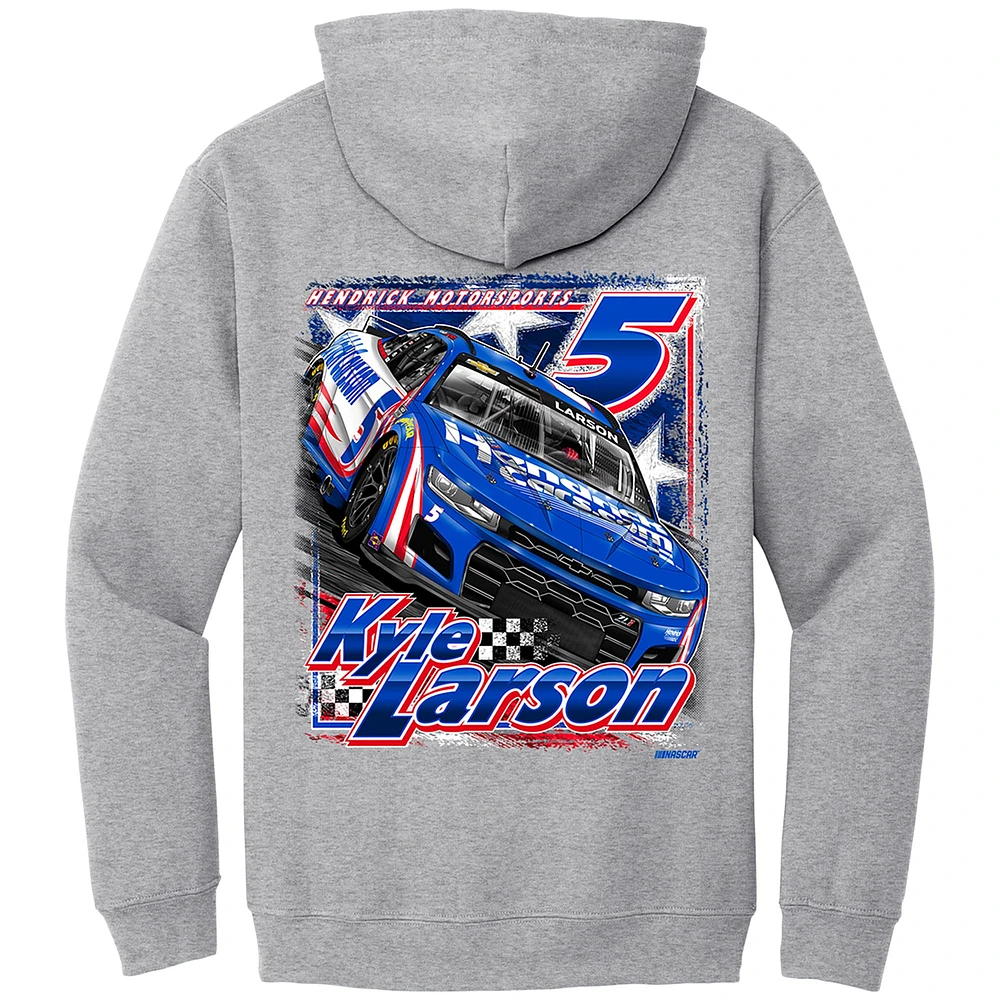 Men's Hendrick Motorsports Team Collection Heather Gray Kyle Larson HendrickCars.com Pullover Hoodie