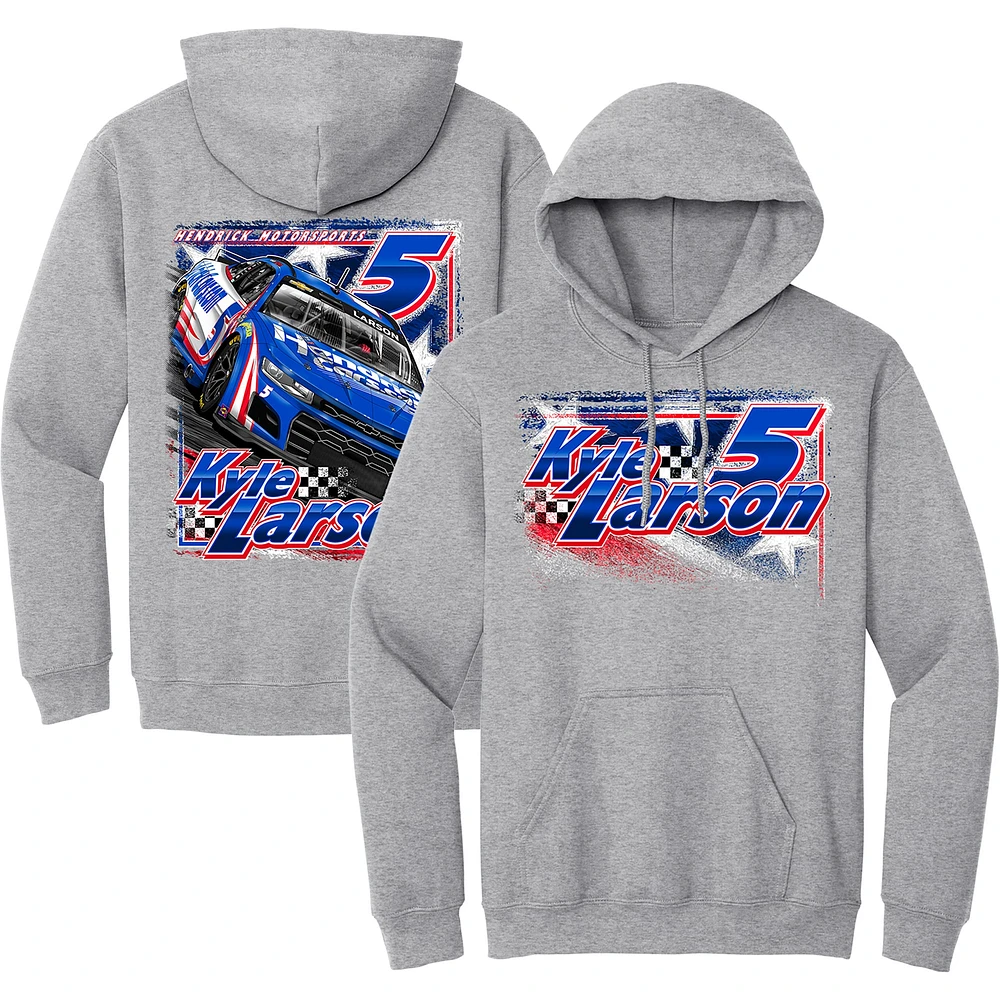 Men's Hendrick Motorsports Team Collection Heather Gray Kyle Larson HendrickCars.com Pullover Hoodie