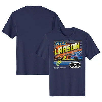 Men's Hendrick Motorsports Team Collection Navy Kyle Larson HendrickCars.com Darlington Throwback Car T-Shirt