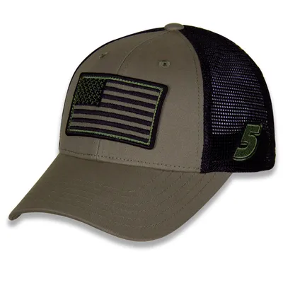 Kyle Larson Hendrick Motorsports Team Collection Tonal Flag Snapback Adjustable Hat - Olive/Black