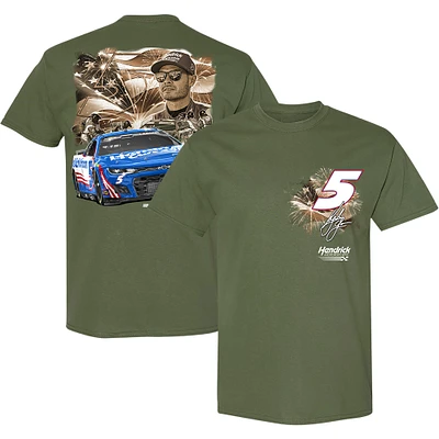 Men's Hendrick Motorsports Team Collection Olive Kyle Larson HendrickCars.com Military Car T-Shirt