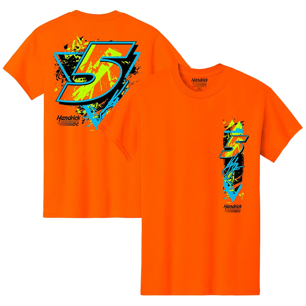 Men's Hendrick Motorsports Team Collection Orange Kyle Larson  Neon Name & Number T-Shirt