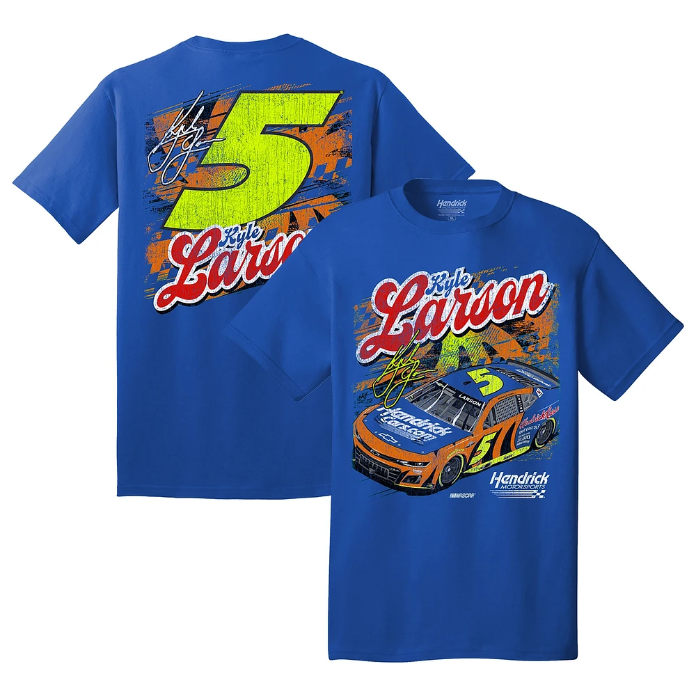 Men's Hendrick Motorsports Team Collection Royal Kyle Larson HendrickCars.com Darlington Throwback Car T-Shirt