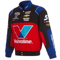 Men's JH Design Black/Red Kyle Larson Valvoline Full-Snap Twill Uniform Jacket