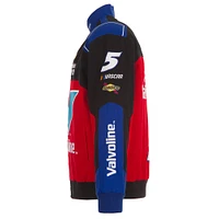 Men's JH Design Black/Red Kyle Larson Valvoline Full-Snap Twill Uniform Jacket