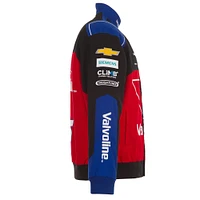 Men's JH Design Black/Red Kyle Larson Valvoline Full-Snap Twill Uniform Jacket