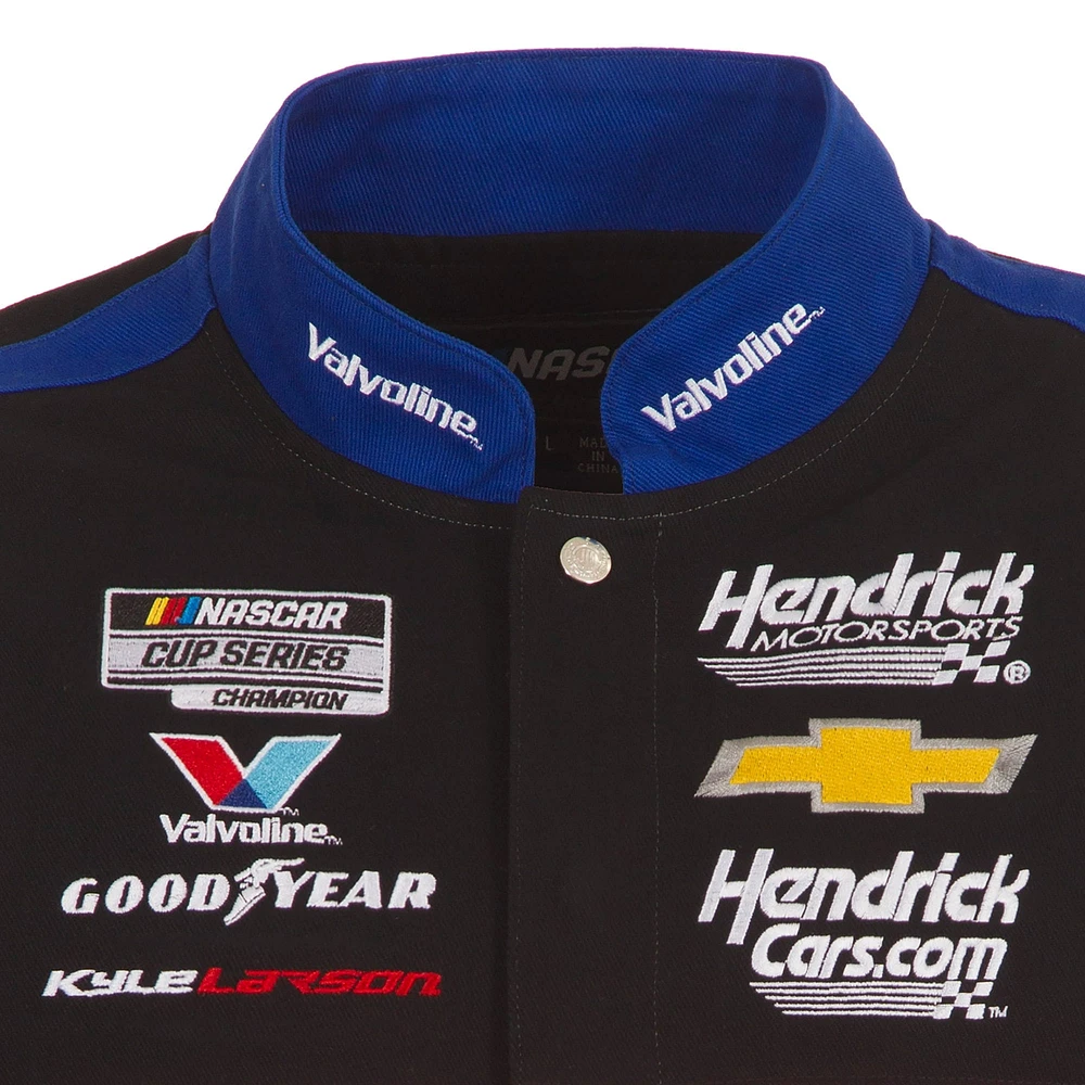 Men's JH Design Black/Red Kyle Larson Valvoline Full-Snap Twill Uniform Jacket