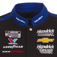 Men's JH Design Black/Red Kyle Larson Valvoline Full-Snap Twill Uniform Jacket