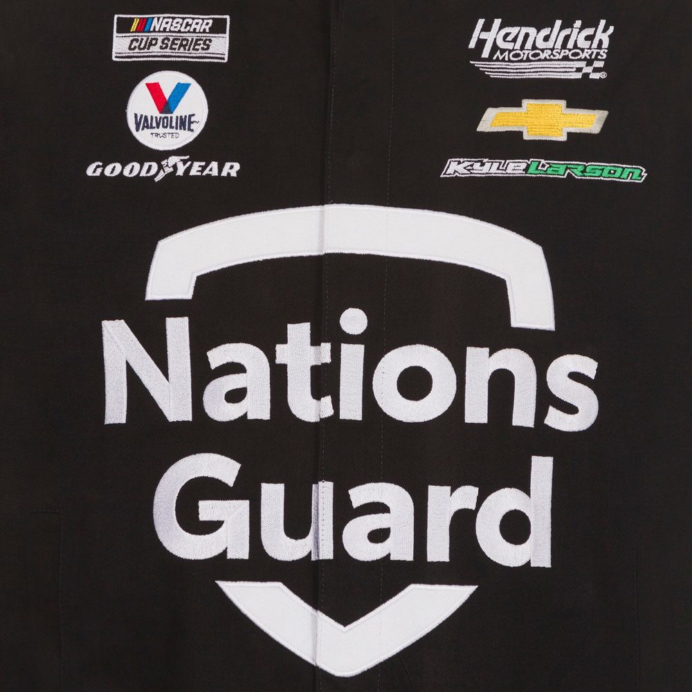 Men's JH Design Black Kyle Larson Nations Guard Twill Uniform Full-Snap Jacket