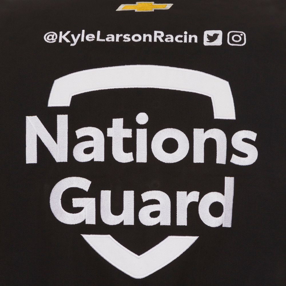 Men's JH Design Black Kyle Larson Nations Guard Twill Uniform Full-Snap Jacket