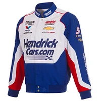 Men's JH Design Royal/White Kyle Larson HendrickCars.com Full-Snap Twill Uniform Jacket
